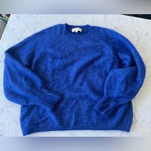 Sézane blue wool/kid mohair crew neck sweater